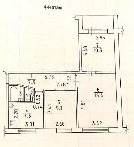 3-к. квартира, 53,2 м, 4/9 эт. - Фото 0