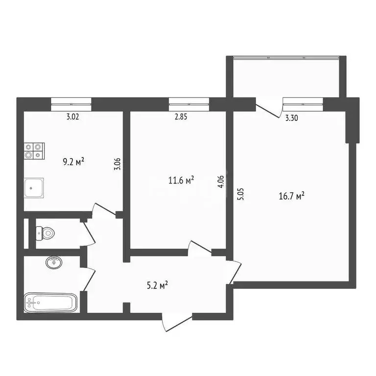 2-комнатная квартира: Череповец, улица Ленина, 5 (51.2 м) - Фото 1