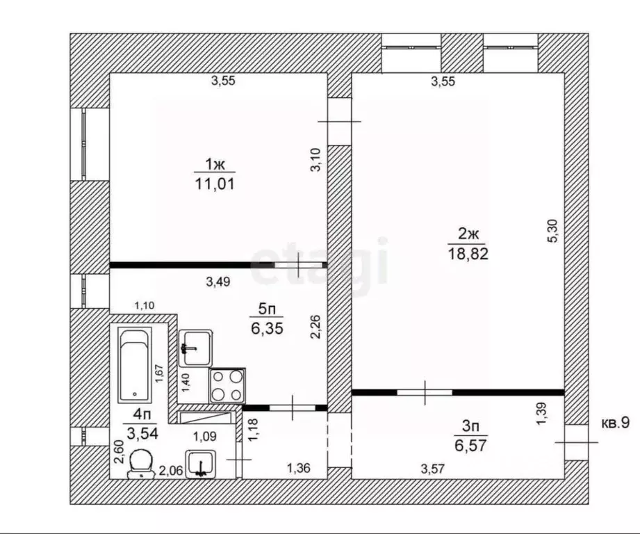 2-к кв. Ульяновская область, Ульяновск ул. Лихачева, 14/5 (46.3 м) - Фото 2