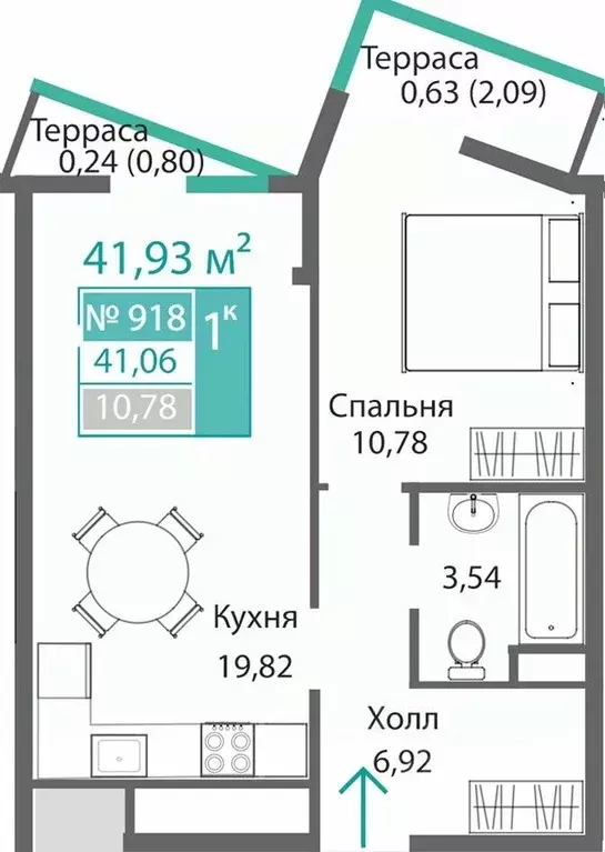 1-к кв. Крым, Симферополь Крымская роза мкр,  (41.93 м) - Фото 0