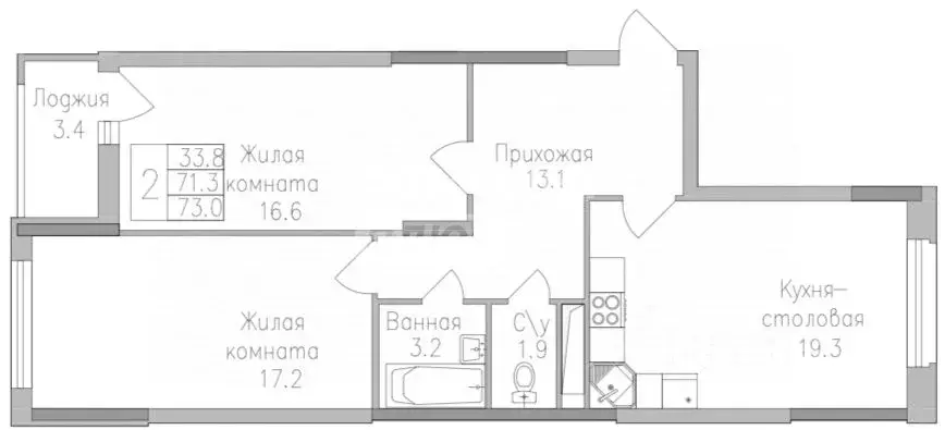 2-к кв. Липецкая область, Липецк ул. Тельмана, 1 (73.0 м) - Фото 1