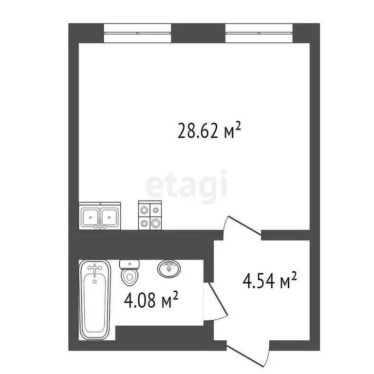 1-комнатная квартира: село Усть-Ламенка, Центральная улица, 26 (25 м) - Фото 1
