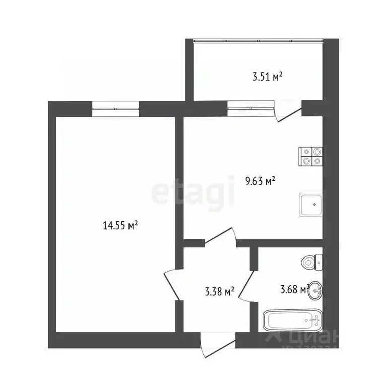 1-к кв. Тюменская область, Тюмень Мелиораторов мкр, ул. Голышева, 10А ... - Фото 1