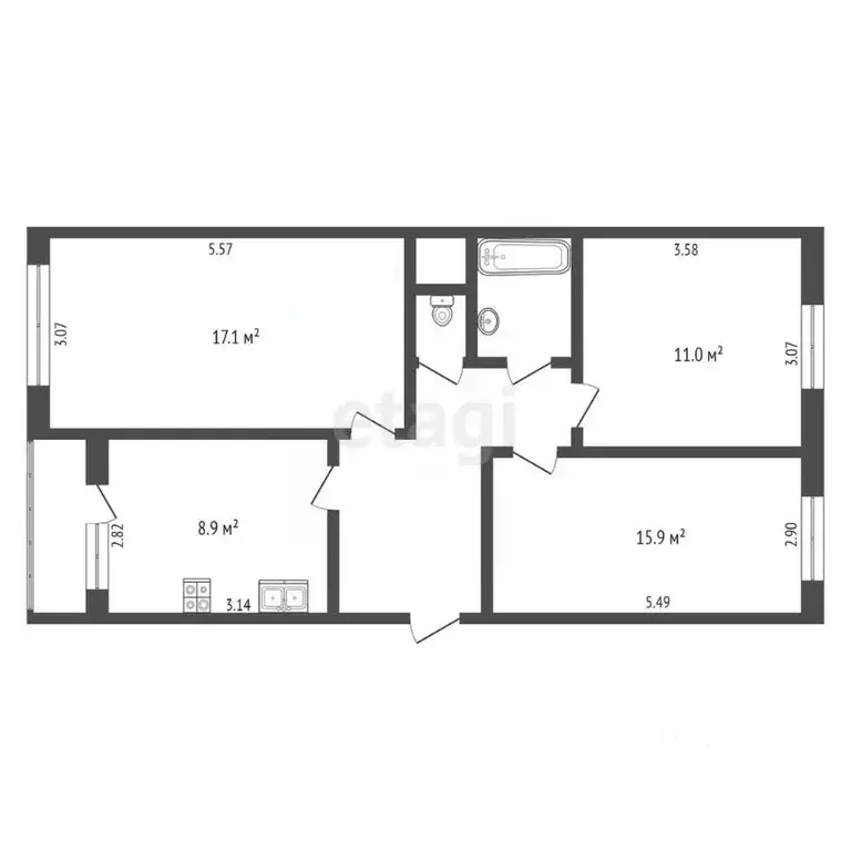 3-к кв. Псковская область, Печоры Юбилейная ул., 3 (66.0 м) - Фото 0