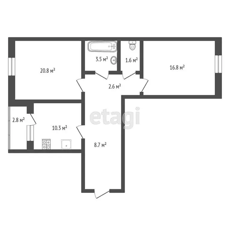 2-комнатная квартира: Калининград, улица Карташева, 46Е (61.6 м) - Фото 0