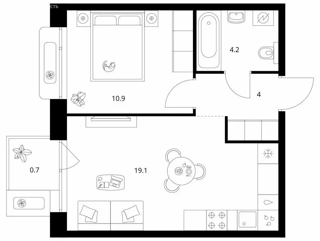 1-комнатная квартира: Казань, ЖК Сиберово, 3 (38.9 м) - Фото 1
