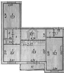 3-к кв. Красноярский край, Красноярск ул. Кутузова, 83А (71.2 м) - Фото 0