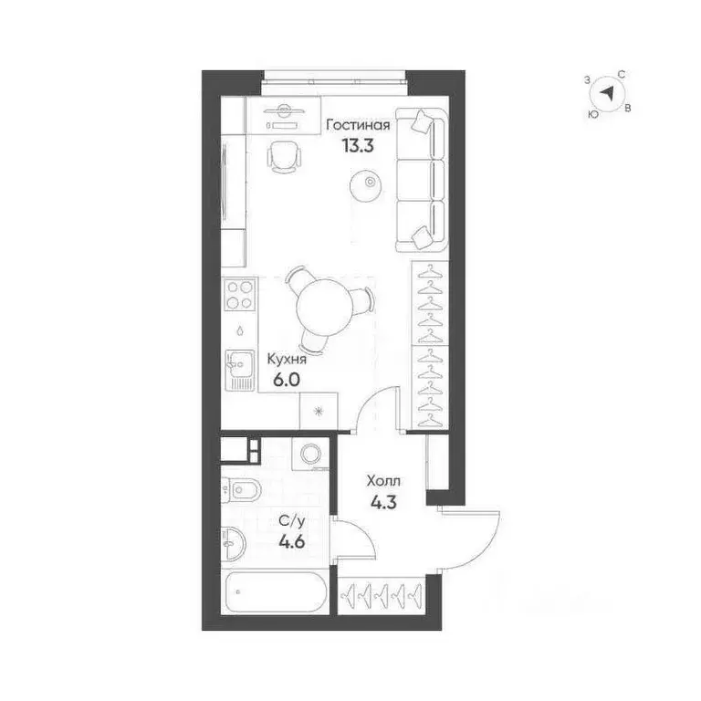 Квартира-студия: Курган, Солнечный бульвар, 15к5 (36.5 м) - Фото 0