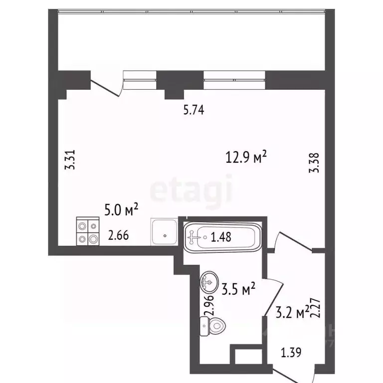 Студия Саха (Якутия), Якутск Борисовка-1 мкр, 2/1 (24.8 м) - Фото 1