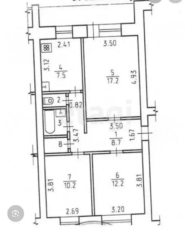 3-комнатная квартира: Чита, микрорайон Северный, 58 (67.3 м) - Фото 1