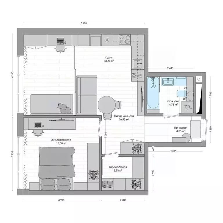 2-к кв. Приморский край, Владивосток ул. Нейбута (59.43 м) - Фото 1