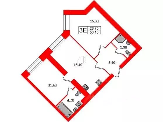 2-к кв. Санкт-Петербург Лиственная ул., 20к2 (56.1 м) - Фото 0