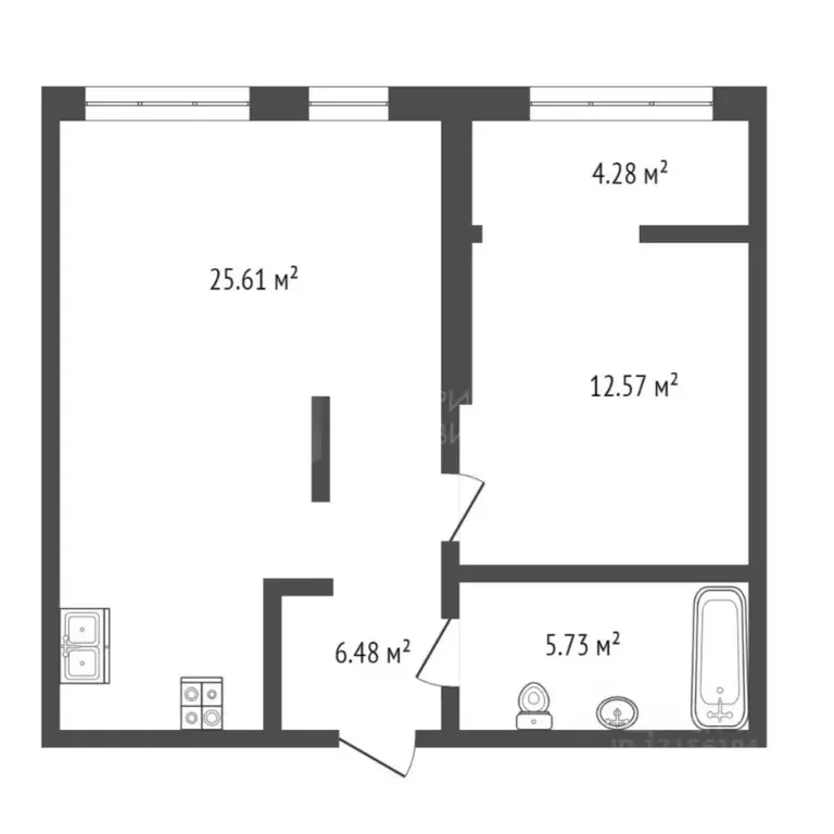 1-к кв. Тюменская область, Тюмень ул. Тимофея Кармацкого, 3 (54.67 м) - Фото 1