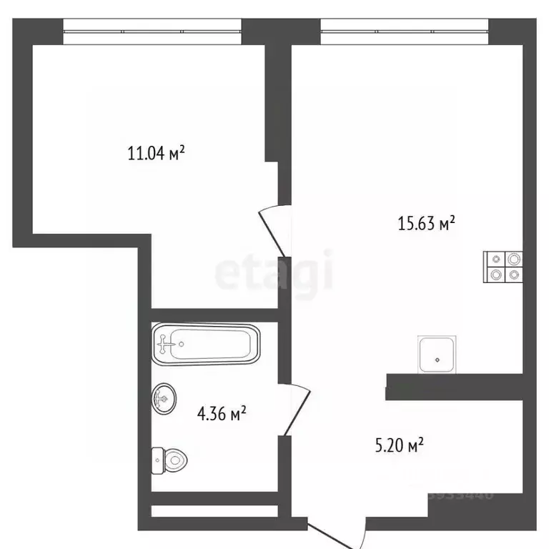 1-к кв. Тюменская область, Тюмень ул. Василия Малкова, 10 (36.4 м) - Фото 1