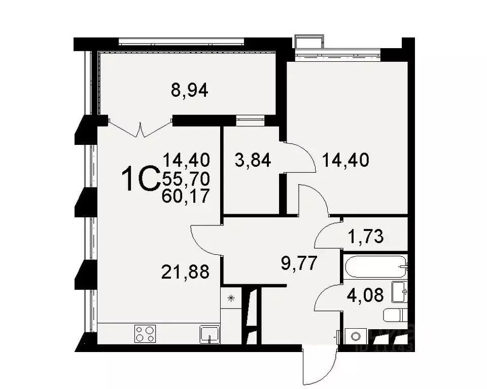 1-к кв. Тульская область, Тула Путейская ул., 11 (55.7 м) - Фото 0