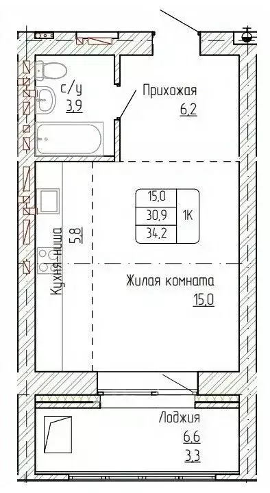 1-к кв. Алтайский край, Новоалтайск ул. Титова, 6 (34.2 м) - Фото 1