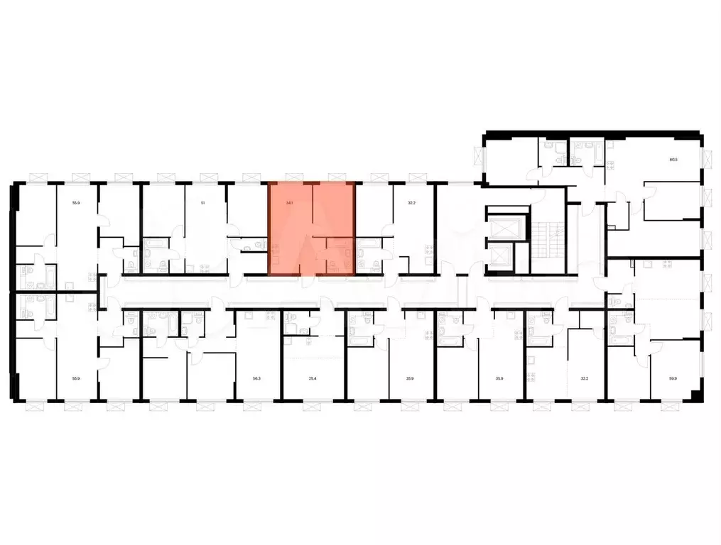 1-к. квартира, 34,1 м, 13/16 эт. - Фото 1