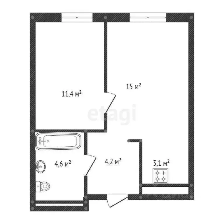 2-к кв. Башкортостан, Уфа ул. Гали Ибрагимова, 5/1 (38.3 м) - Фото 2
