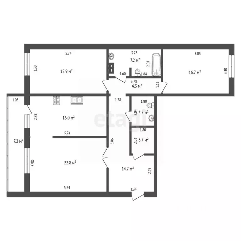 3-к кв. Забайкальский край, Чита ул. Матвеева, 33 (108.0 м) - Фото 1
