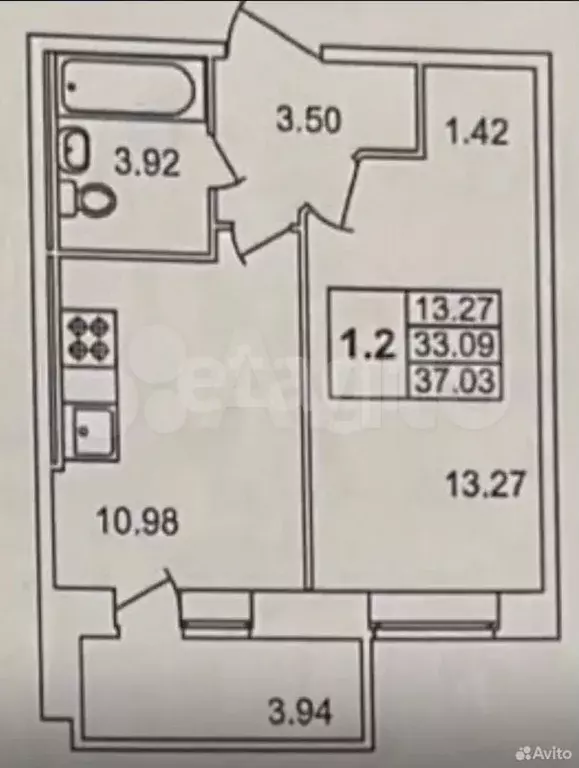 1-к. квартира, 37 м, 2/17 эт. - Фото 0
