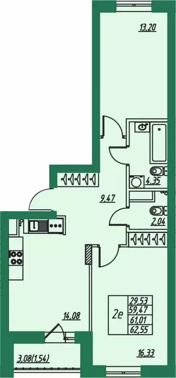 2-комнатная квартира: городской округ Владимир, посёлок ... - Фото 1