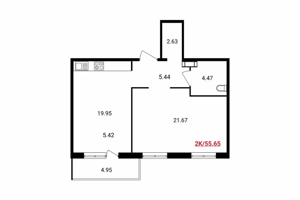 2-к кв. Красноярский край, Красноярск Соколовская ул., 20В (55.65 м) - Фото 1