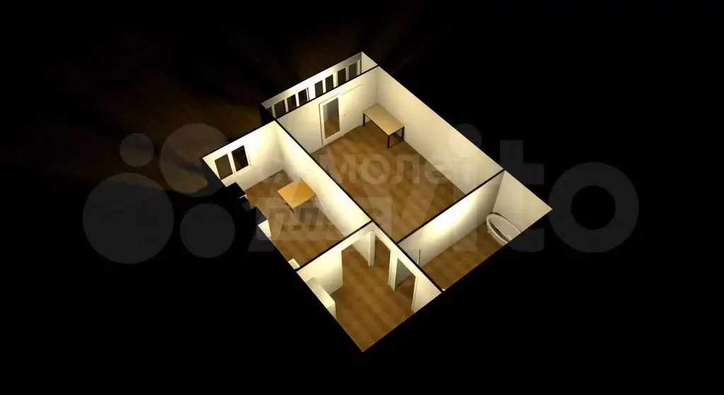 1-к. квартира, 35,6 м, 1/3 эт. - Фото 0