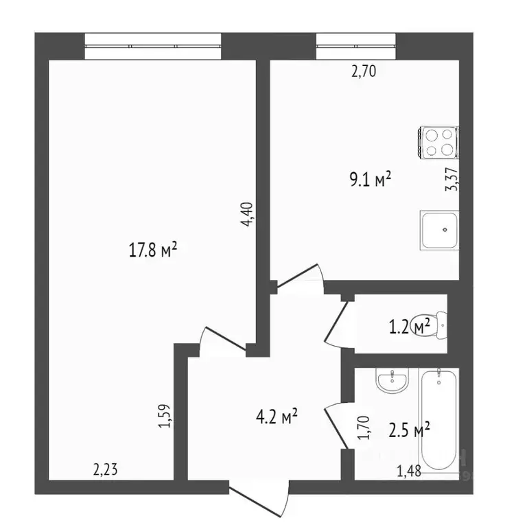 1-к кв. Ханты-Мансийский АО, Нефтеюганск 6-й мкр, 55 (34.0 м) - Фото 0