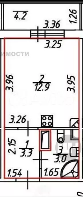 Квартира-студия, 23,4 м, 11/12 эт. - Фото 0