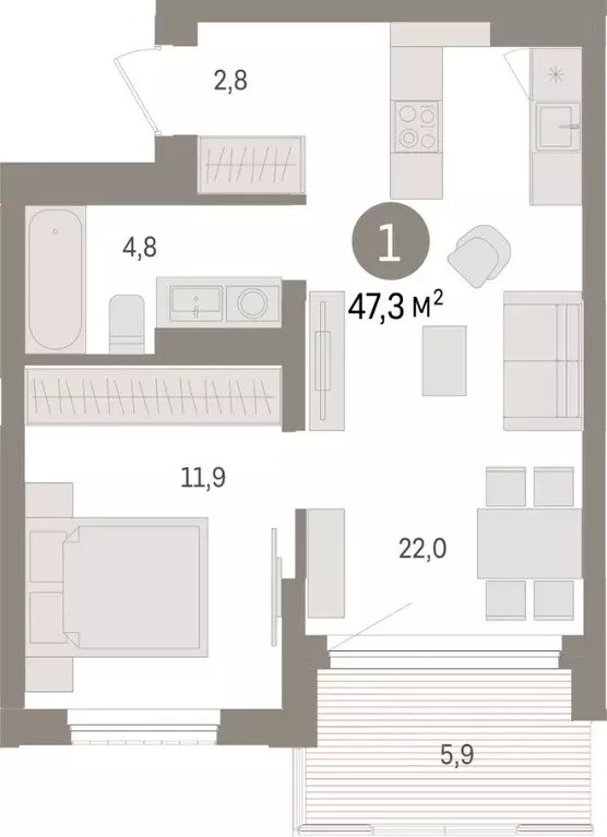 1-к кв. Липецкая область, Липецк пл. Петра Великого, 1 (47.3 м) - Фото 0