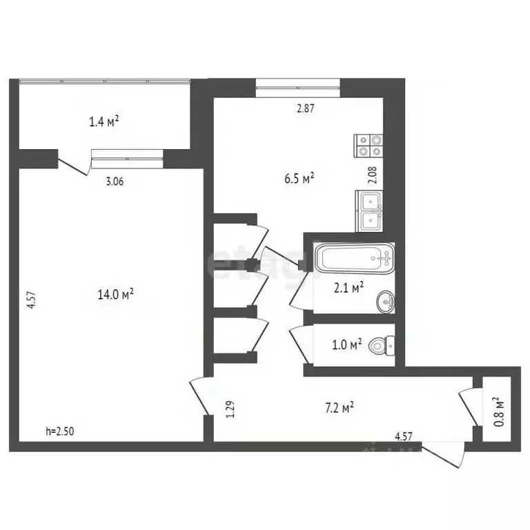 1-к кв. Мордовия, Саранск просп. 70 лет Октября, 93 (32.7 м) - Фото 2