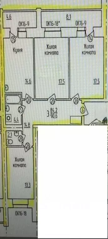 3-к кв. Амурская область, Благовещенск ул. Ломоносова, 167 (86.2 м) - Фото 1