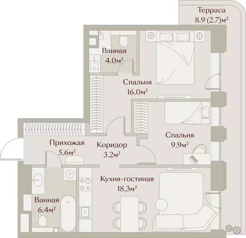 1-комнатная квартира: Казань, Щербаковский переулок, 5 (65.87 м) - Фото 1