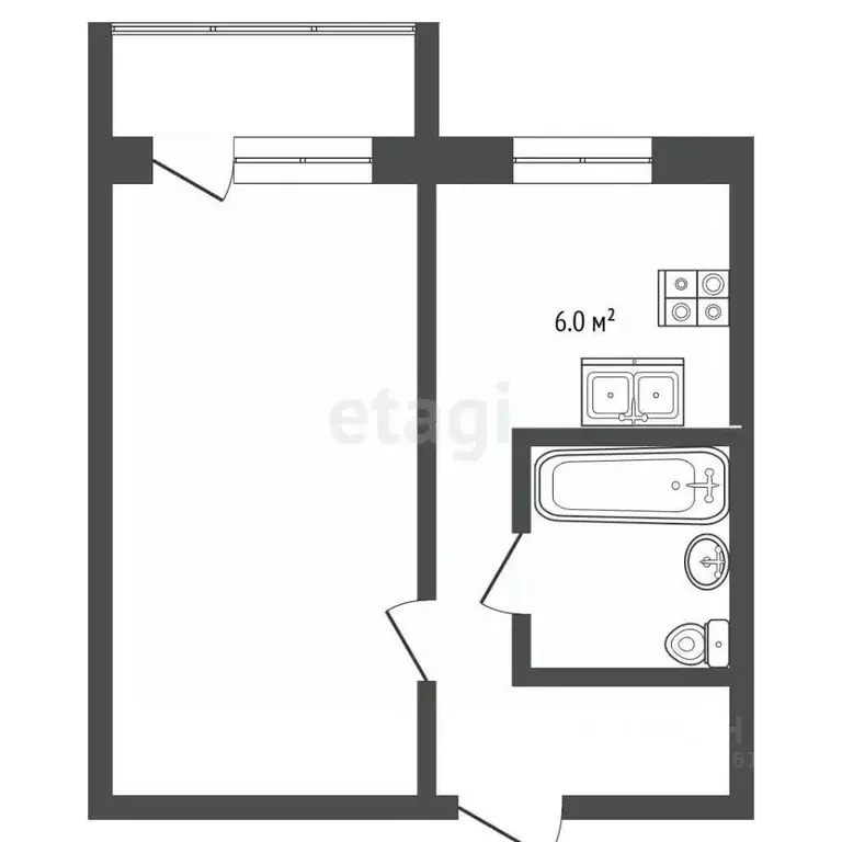 1-к кв. Томская область, Томск ул. Бела Куна, 10/1 (30.2 м) - Фото 2