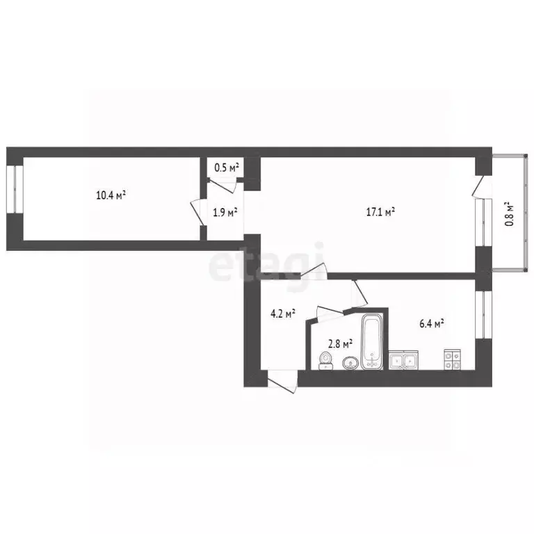 2-к кв. Севастополь просп. Генерала Острякова, 62 (43.5 м) - Фото 2