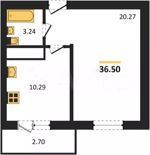 1-к. квартира, 36,5 м, 1/9 эт. - Фото 1