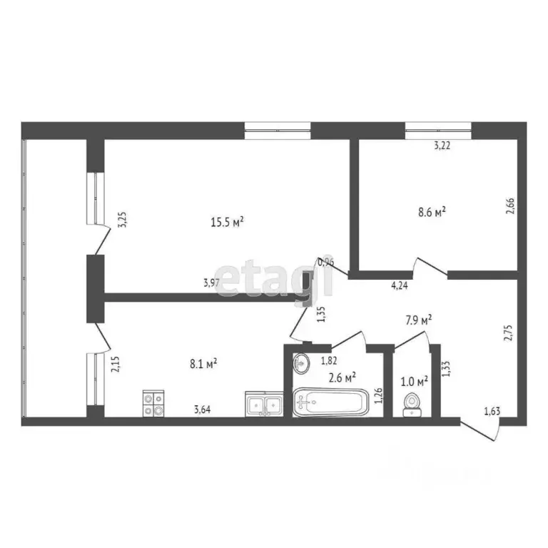 2-к кв. Крым, Сакский район, с. Митяево ул. Советская (43.4 м) - Фото 2