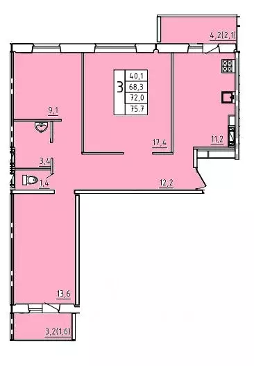 3-к кв. Смоленская область, Смоленск ул. 2-я Киевская (72.0 м) - Фото 0
