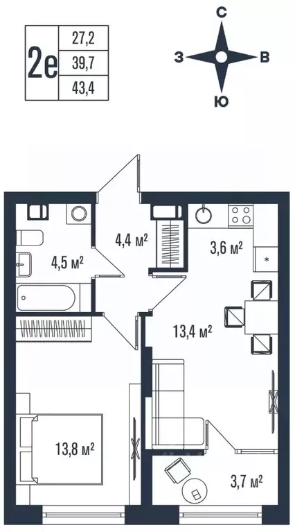 2-к кв. Приморский край, Владивосток ул. Тухачевского, 33к2 (43.4 м) - Фото 1