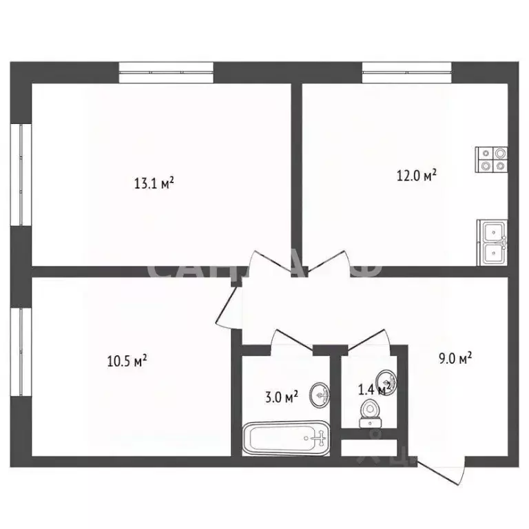 2-к кв. Москва Цимлянская ул., 3к3 (51.9 м) - Фото 2
