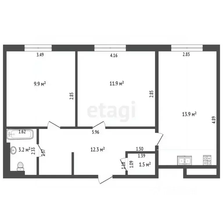 2-к кв. Москва Сосенское поселение, просп. Куприна, 30к1 (53.0 м) - Фото 2