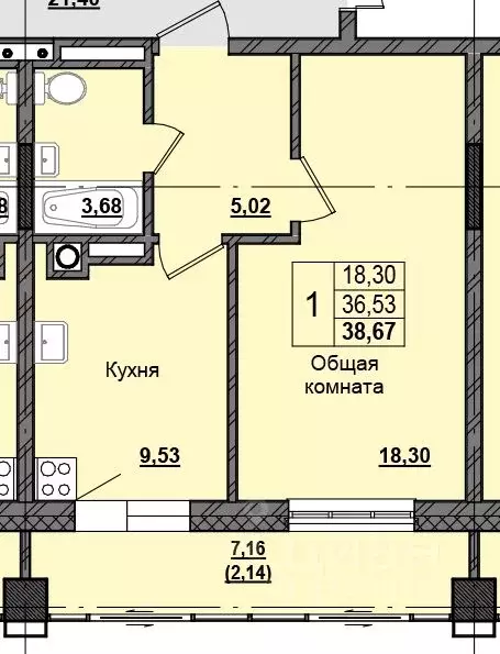 1-к кв. Саха (Якутия), Якутск Алгыс жилой комплекс (38.58 м) - Фото 0