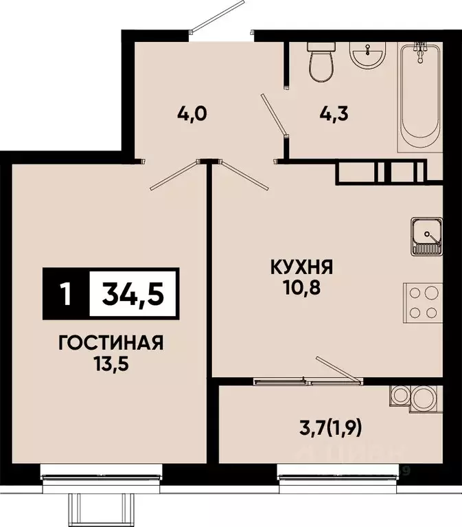 1-к кв. Ставропольский край, Кисловодск Моя Легенда жилой комплекс ... - Фото 1