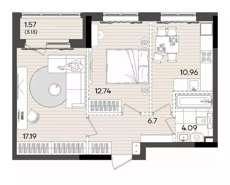 2-комнатная квартира: Казань, микрорайон Родины, ЖК Адали (53.25 м) - Фото 1