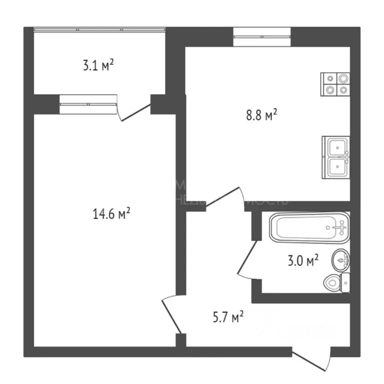 1-к кв. Тюменская область, Тюмень ул. Стартовая, 7 (35.0 м) - Фото 1