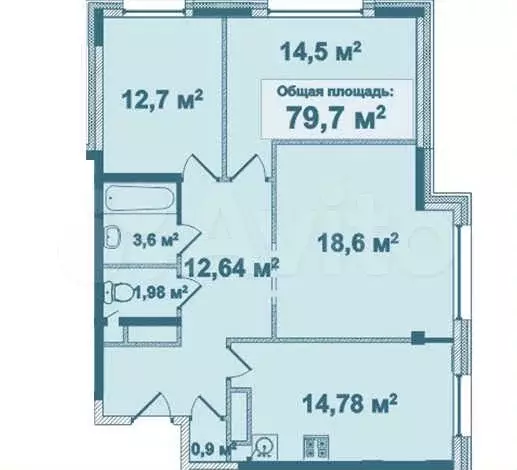 3-к. квартира, 80 м, 2/4 эт. - Фото 0