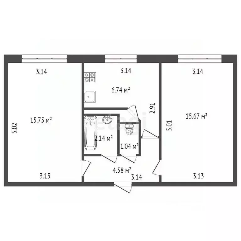 2-к кв. Санкт-Петербург просп. Большевиков, 79К1 (48.8 м) - Фото 2