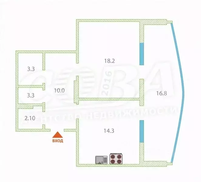 1-к кв. Тюменская область, Тюмень ул. Прокопия Артамонова, 8 (60.0 м) - Фото 2