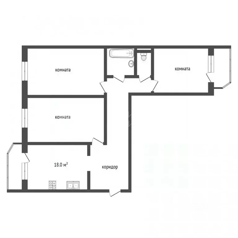 3-к кв. Тюменская область, Тюмень ул. Константина Посьета, 5 (93.2 м) - Фото 2