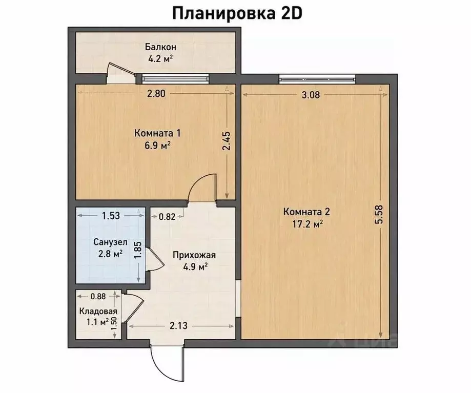 1-к кв. Башкортостан, Уфа ул. Авроры, 11/1Б (33.4 м) - Фото 2